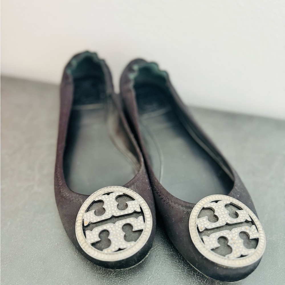 Tory Burch Black Satin Flats
